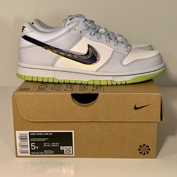 🧩[NEW] NIKE DUNK LOW 3D SWOOSH GREY GRADE SCHOOL YOUTH SHOES SIZE 5Y SNEAKERS🧩 - Picture 7 of 12